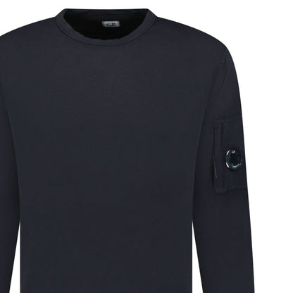 CP Company Lens Light Fleece Crewneck Sweatshirt Black — S — Back View