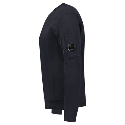 CP Company Lens Light Fleece Crewneck Sweatshirt Black — S — Side View