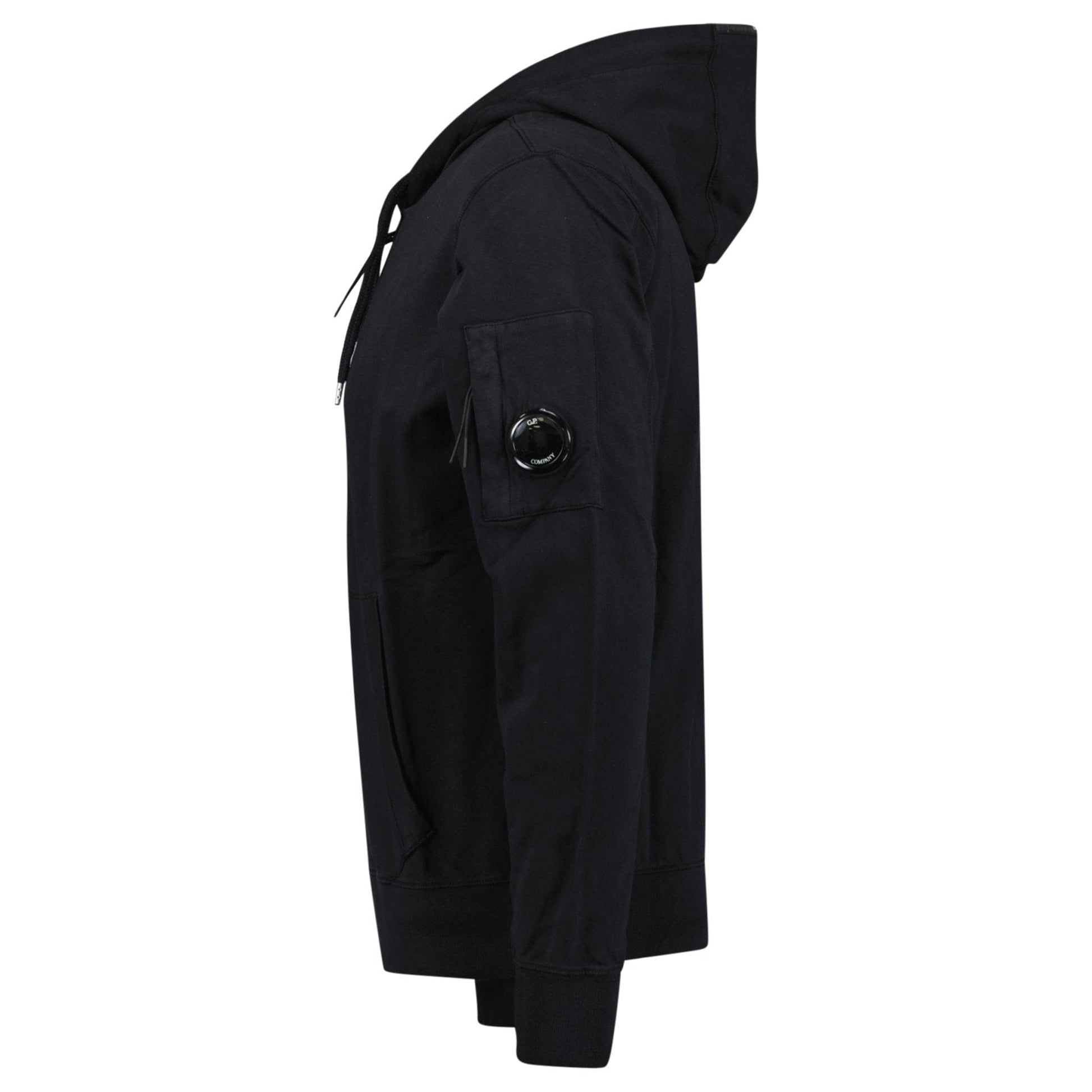 CP Company CP Company Light Fleece Lens Zip Hoodie Black — L — Side View