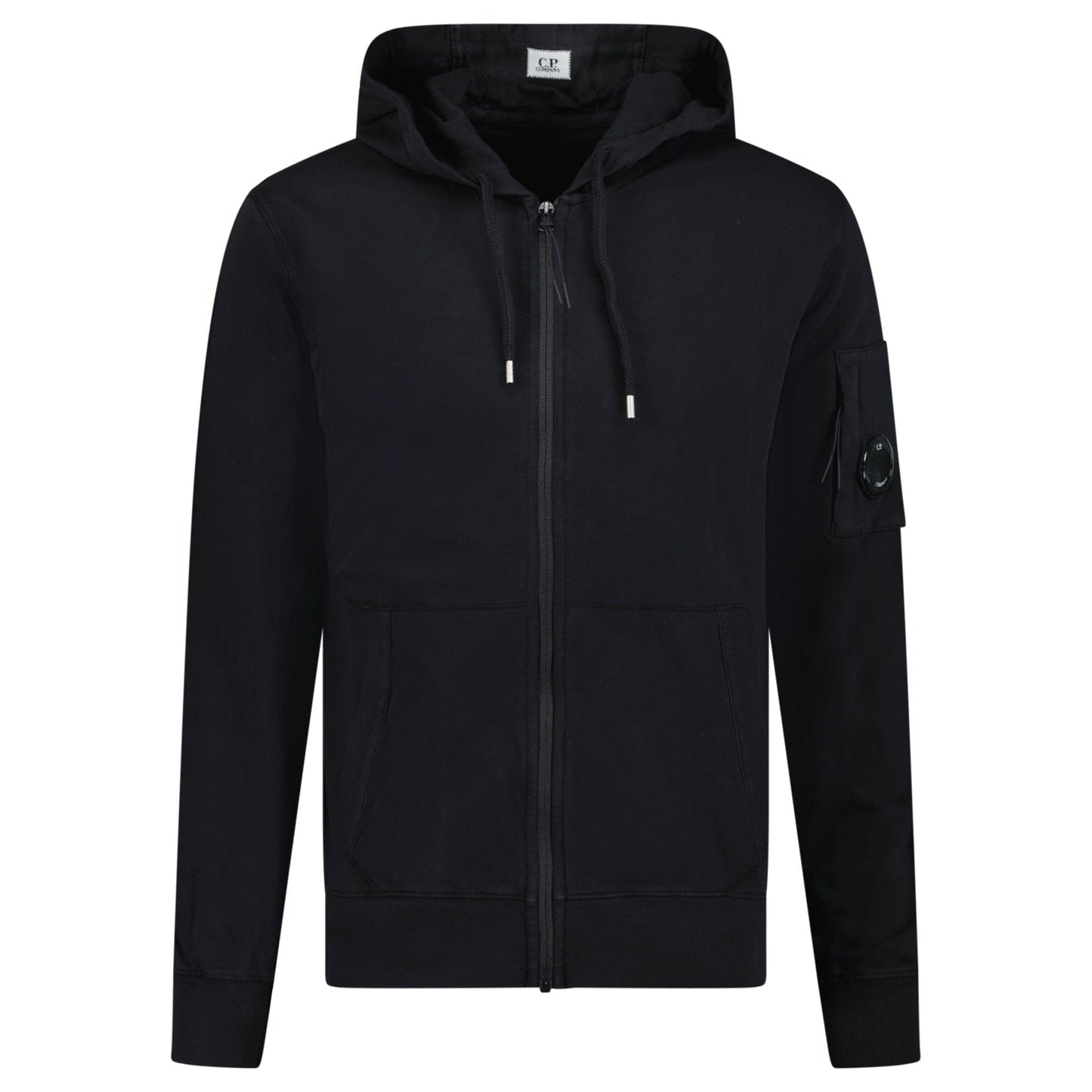 CP Company CP Company Light Fleece Lens Zip Hoodie Black — L — Front View