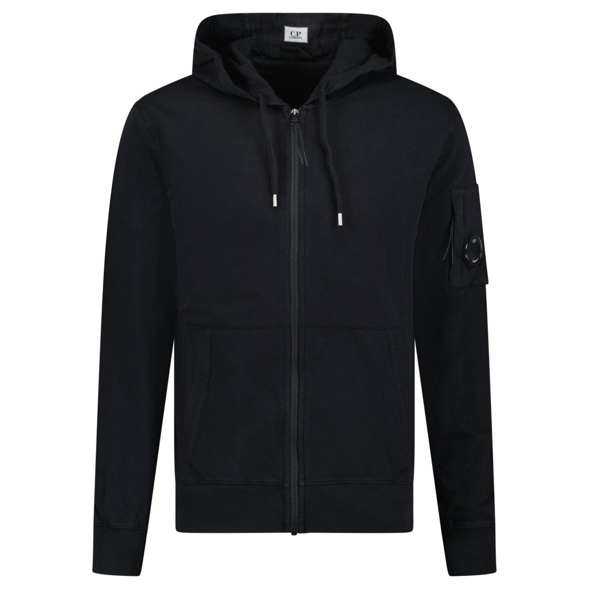 CP Company CP Company Light Fleece Lens Zip Hoodie Black — L — Front View