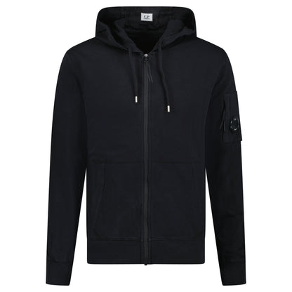 CP Company CP Company Light Fleece Lens Zip Hoodie Black — L — Front View