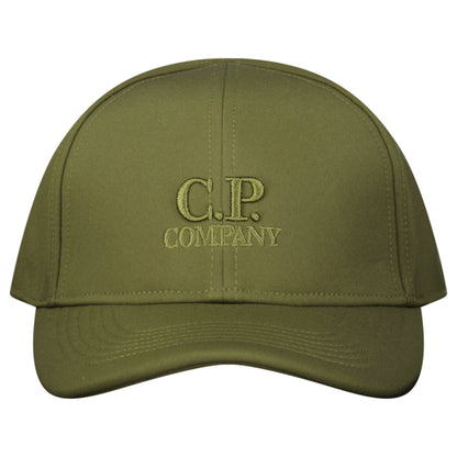 CP Company Shell-R Logo Cap in Khaki — Front View