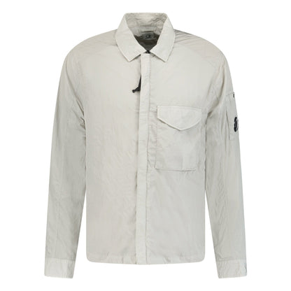 CP Company Lens Chrome Zip-Up Jacket Light Grey — M — Front View