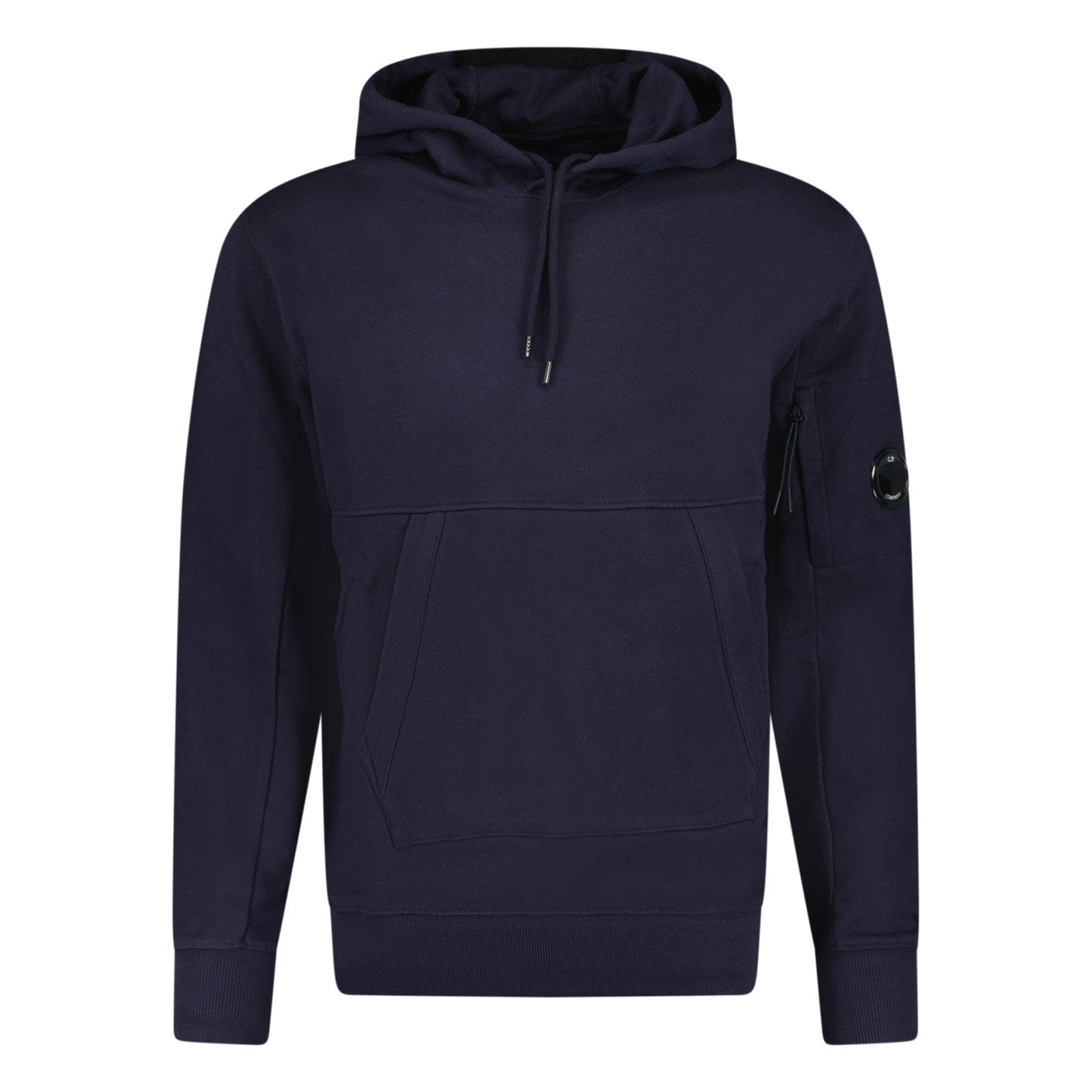 CP Company Lens Diagonal Raised Hooded Fleece Navy — S — Front View