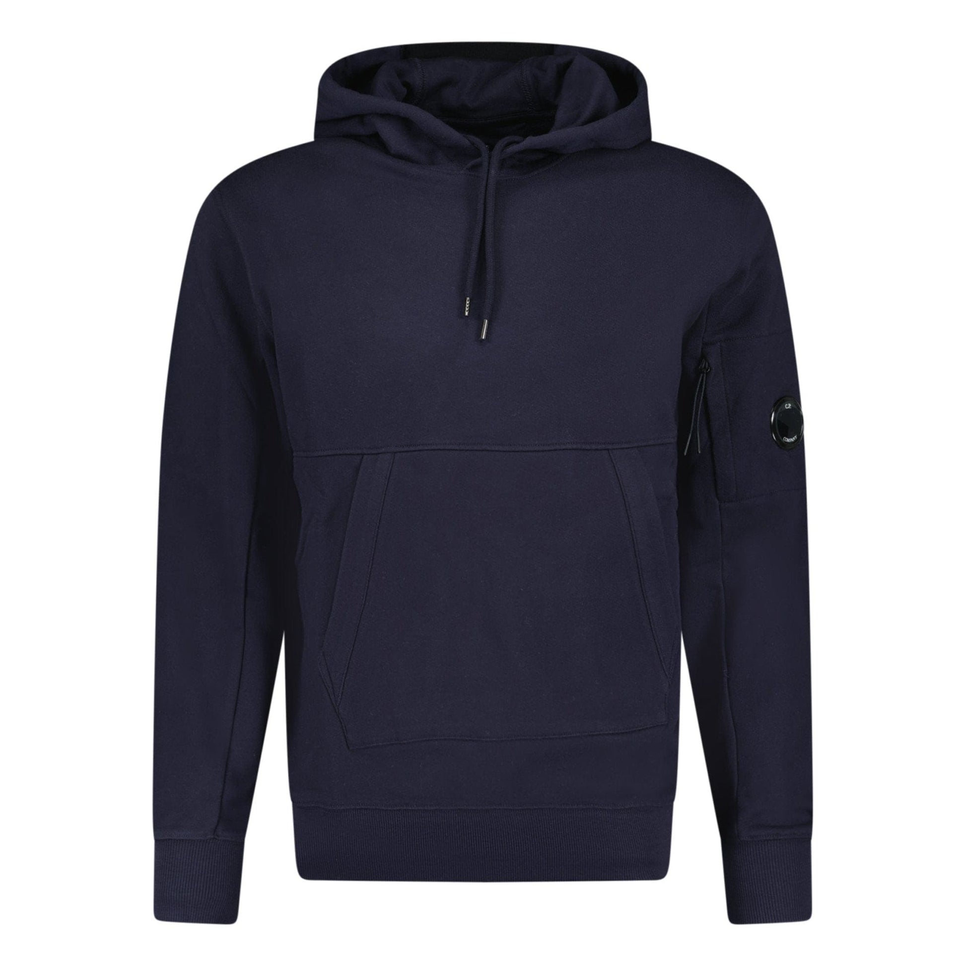 CP Company Lens Diagonal Raised Hooded Fleece Navy — S — Front View