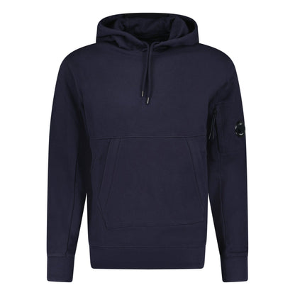CP Company Lens Diagonal Raised Hooded Fleece Navy — S — Front View