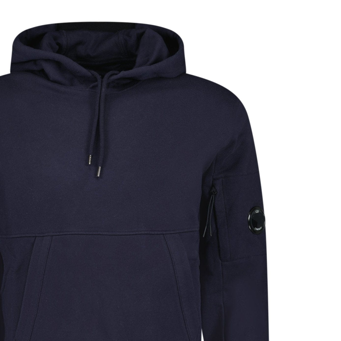 CP Company Lens Diagonal Raised Hooded Fleece Navy — S — Top View