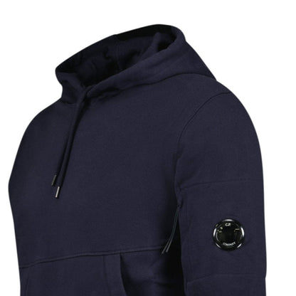 CP Company Lens Diagonal Raised Hooded Fleece Navy — S — Back View