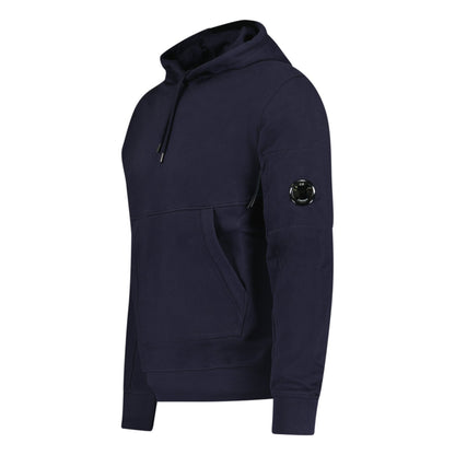 CP Company Lens Diagonal Raised Hooded Fleece Navy — S — Side View
