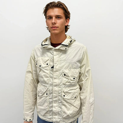 CP Company Pistachio Shell Flatt Nylon Goggle Jacket — S — Back View