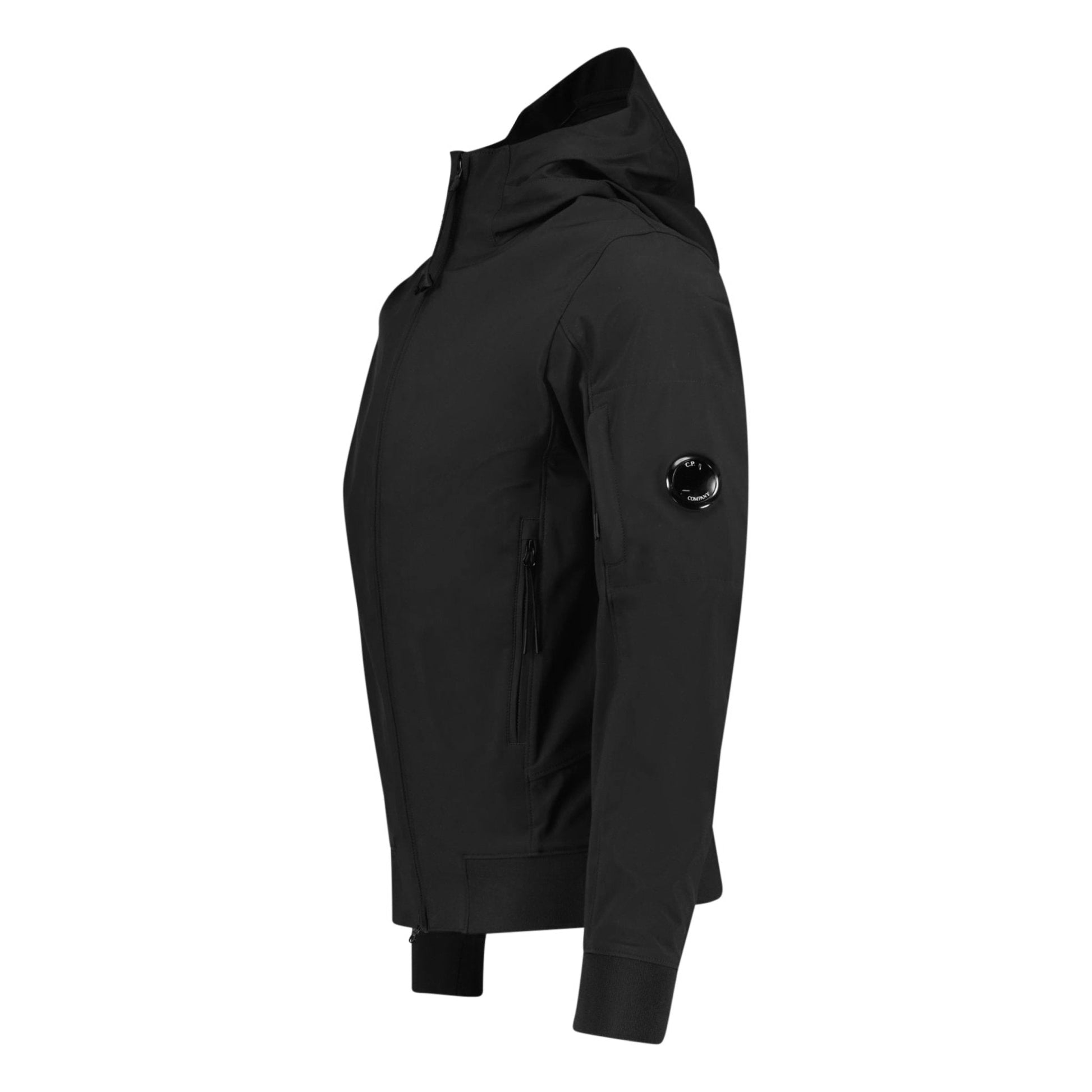 CP Company Softshell Arm Lens Jacket Black — XS — Side View