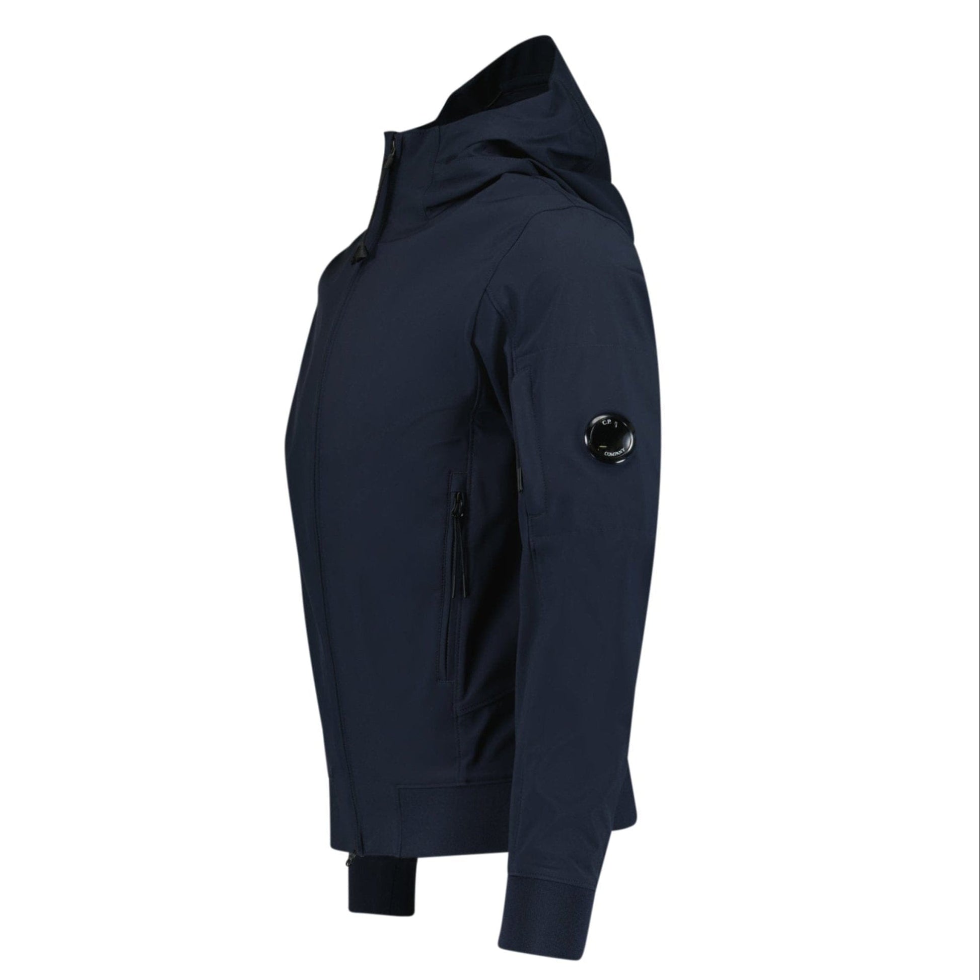 CP Company Softshell Arm Lens Jacket Navy — M — Side View
