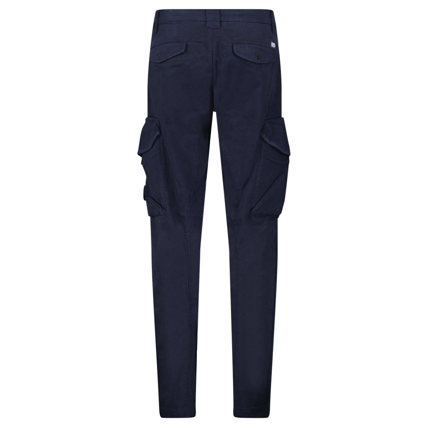 CP Company Stretch Sateen Ergonomic Lens Cargo Pants in Navy — W30 (S) — Back View