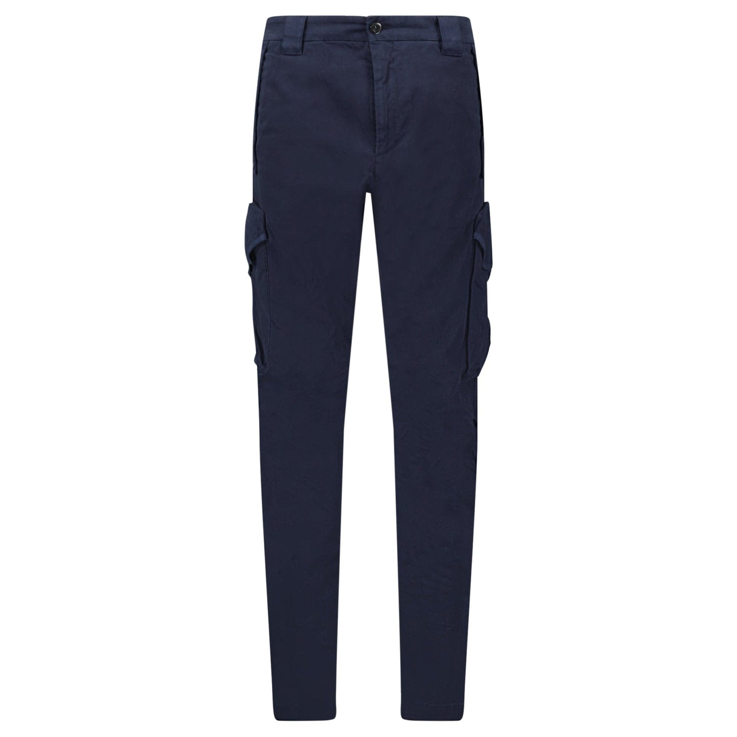 CP Company Stretch Sateen Ergonomic Lens Cargo Pants in Navy — W30 (S) — Front View