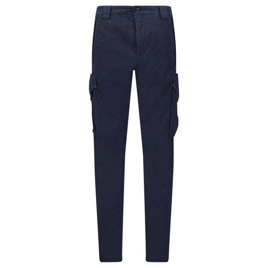 CP Company Stretch Sateen Ergonomic Lens Cargo Pants in Navy — W30 (S) — Front View