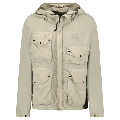CP Company Vintage Khaki Flatt Nylon Goggle Jacket — S — Front View