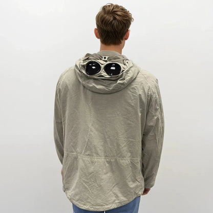CP Company Vintage Khaki Flatt Nylon Goggle Jacket — S — Back View