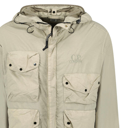CP Company Vintage Khaki Flatt Nylon Goggle Jacket — S — Lifestyle View