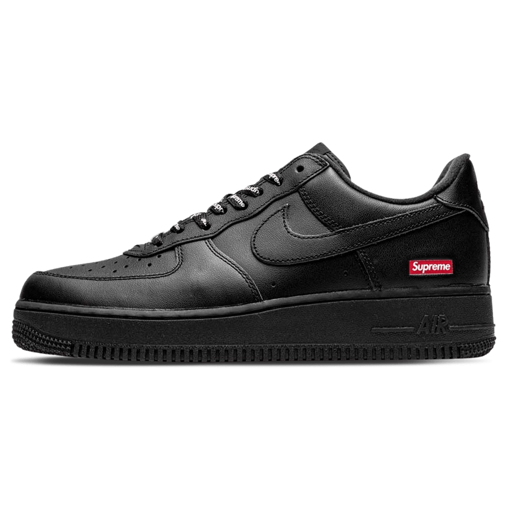 Supreme x Nike Air Force 1 Low 'Box Logo - Black' — UK 3 | EU 35.5 | US 3.5 — Front View