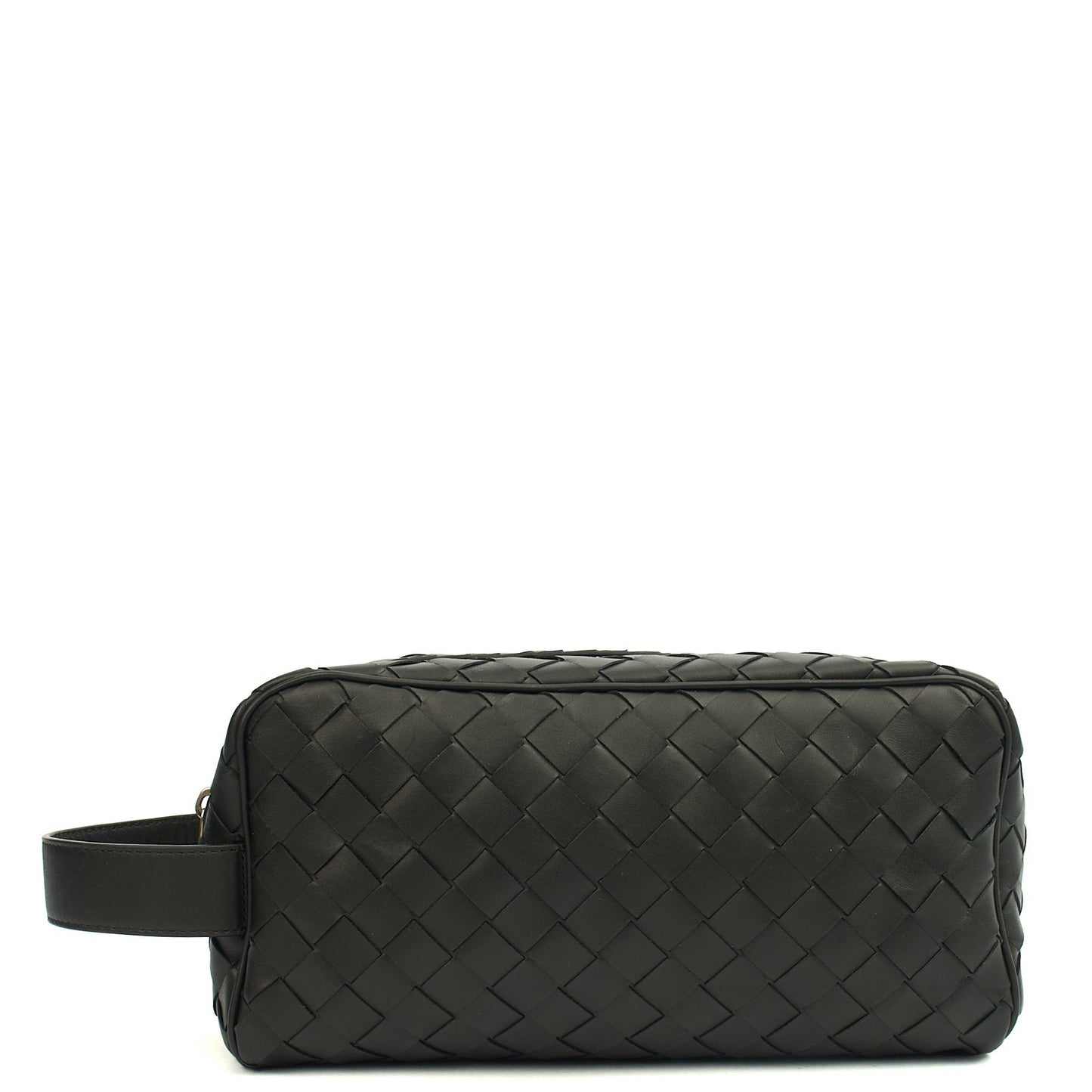 Bottega Veneta Clutch Intrecciato Zip Pouch in Black, Intrecciato Nappa — Back View