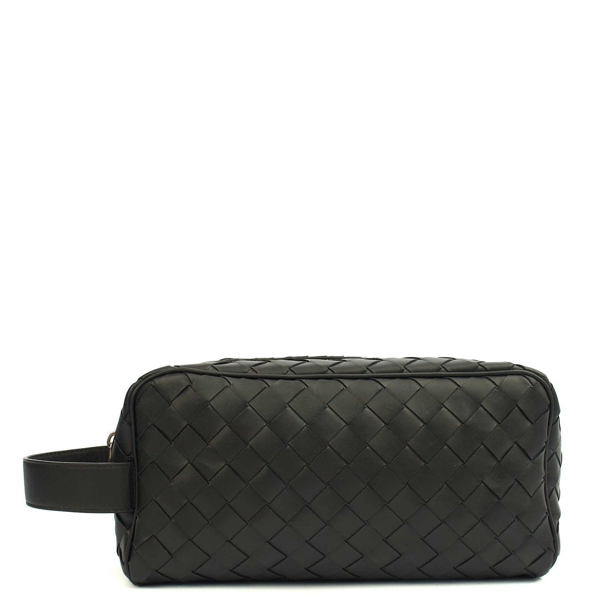 Bottega Veneta Clutch Intrecciato Zip Pouch in Black, Intrecciato Nappa — Back View