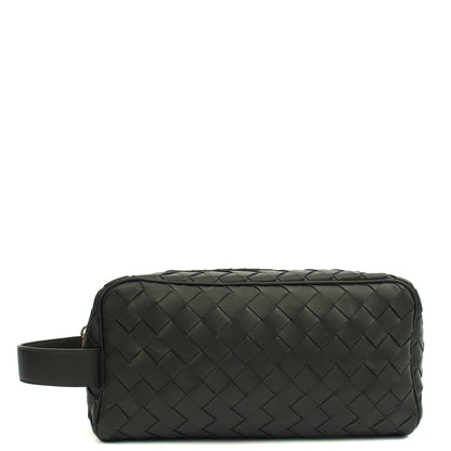 Bottega Veneta Clutch Intrecciato Zip Pouch in Black, Intrecciato Nappa — Back View