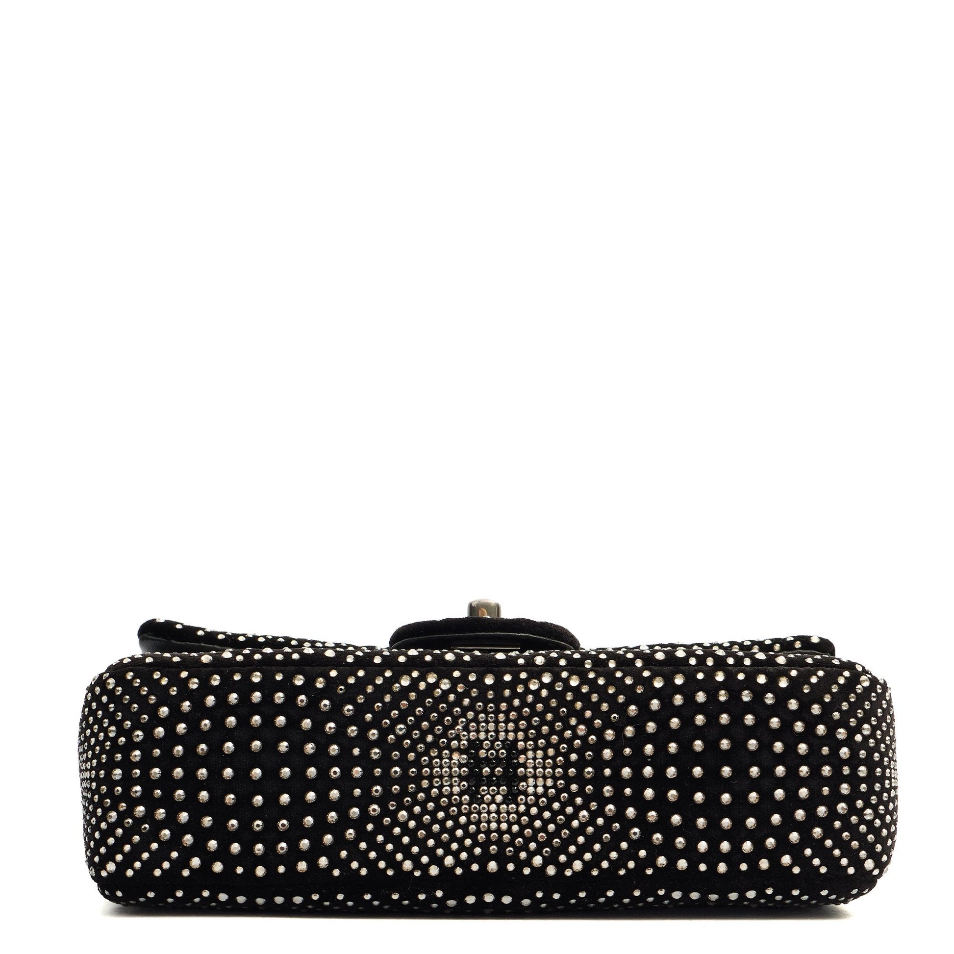 Chanel Shoulder Bag Flap Bag in Black, Velvet — Top View