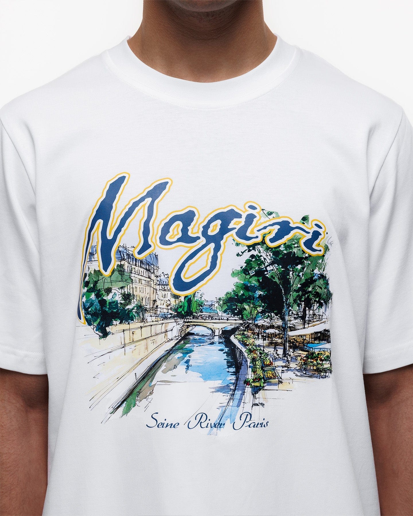Magiri Seine River Printed T-Shirt 'White' — White — Size S — Lifestyle View