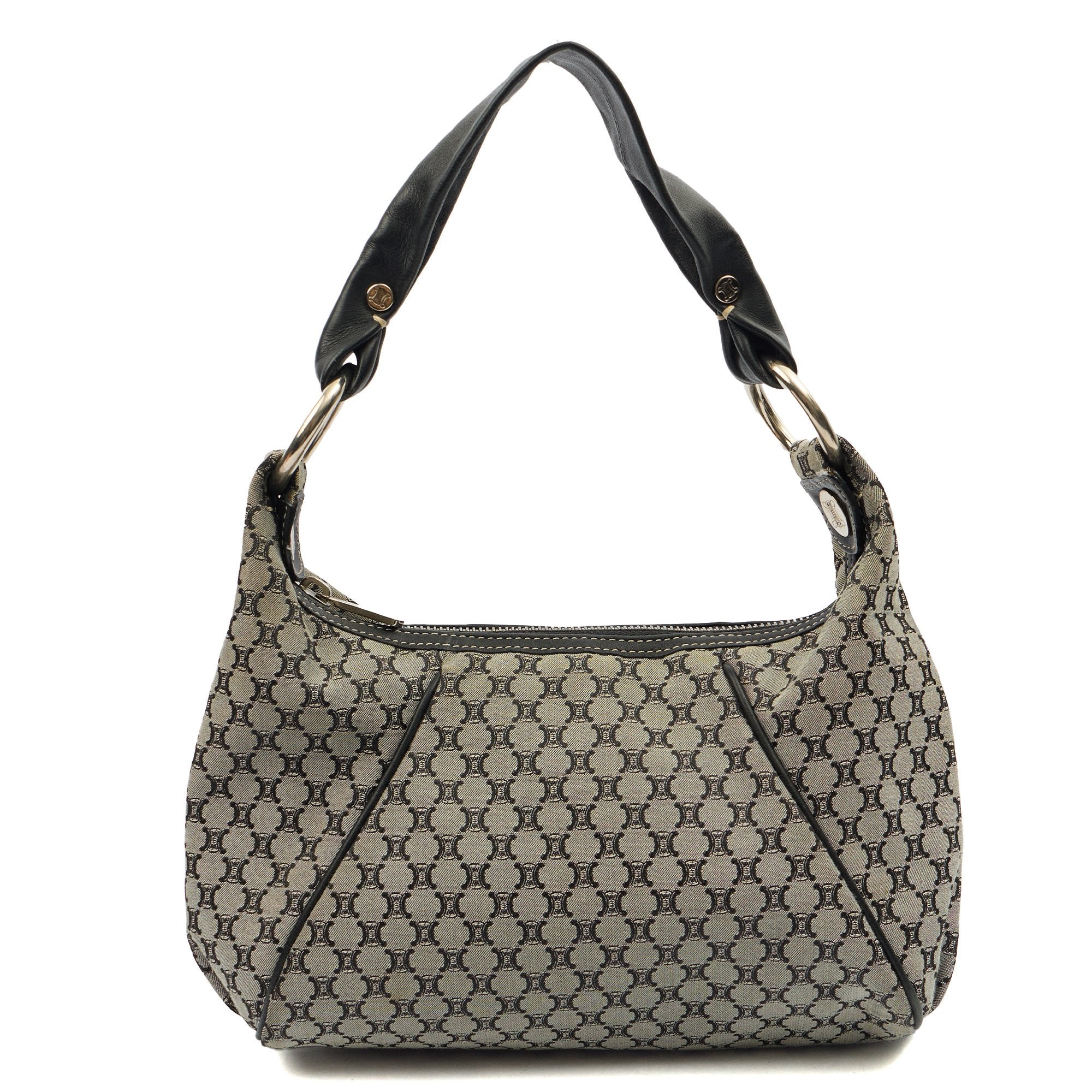 Celine Shoulder Bag Vintage Shoulder Bag in Navy, Canvas — Front View