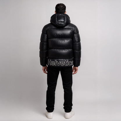 Helvetica Mountain Pioneers Edge Hooded Down Jacket — S — Back View