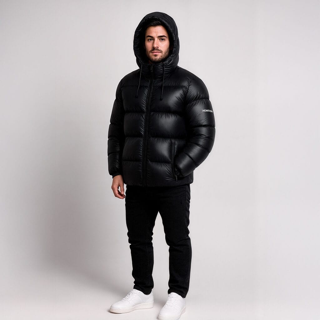 Helvetica Mountain Pioneers Edge Hooded Down Jacket — S — Top View