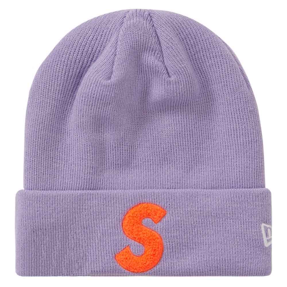 Supreme New Era S Logo Beanie (FW 19) Light Violet — Front View