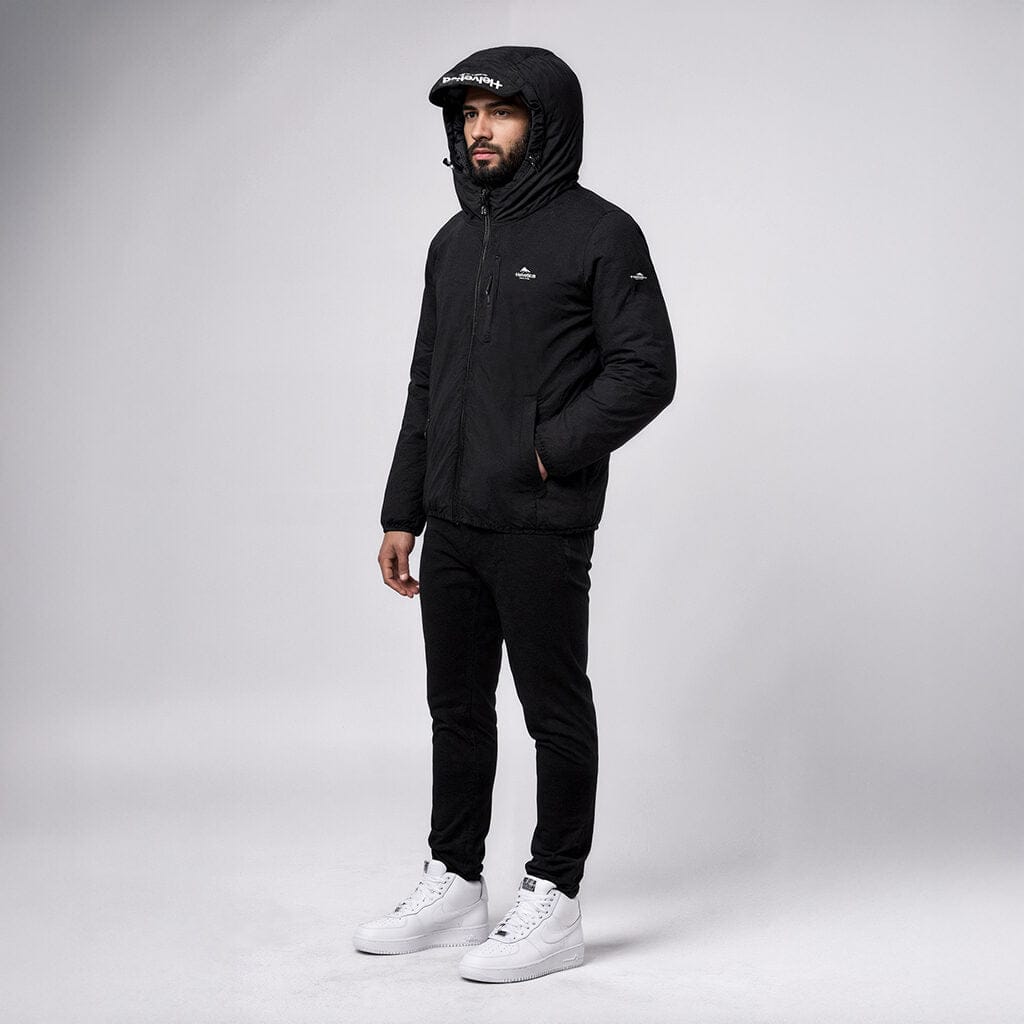 Helvetica Mountain Pioneers Eyeblock Hooded Windbreaker Jacket — XS — Back View