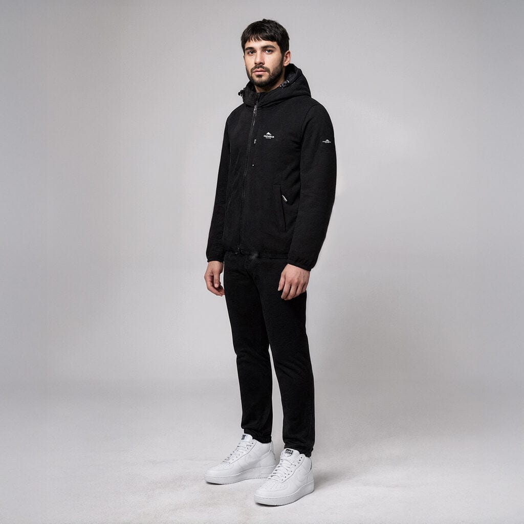 Helvetica Mountain Pioneers Eyeblock Hooded Windbreaker Jacket — XS — Top View
