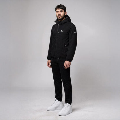 Helvetica Mountain Pioneers Eyeblock Hooded Windbreaker Jacket — XS — Top View