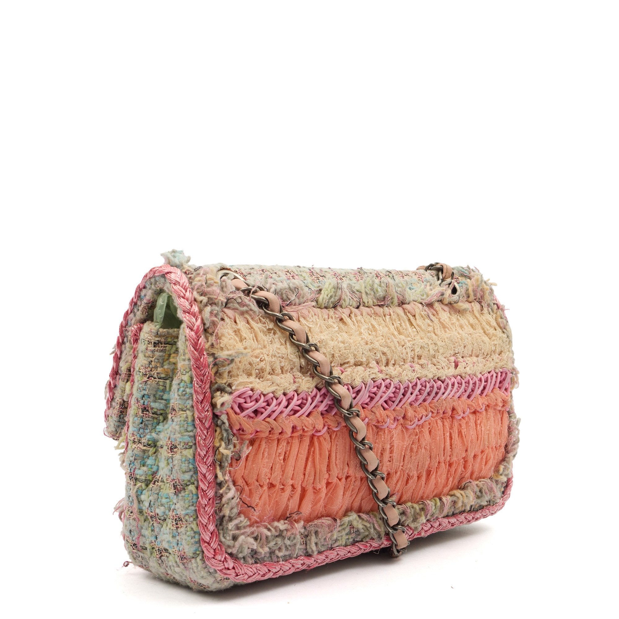Chanel Shoulder Bag Classic Single Flap - Medium in Multi, Fabric — Back View