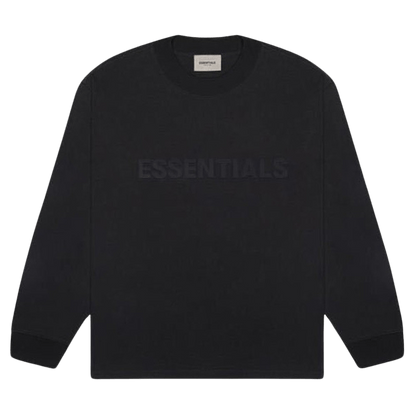 FEAR OF GOD ESSENTIALS 3D Silicon Applique Boxy Long Sleeve T-Shirt Dark Slate/Stretch Limo/Black — XXS — Front View