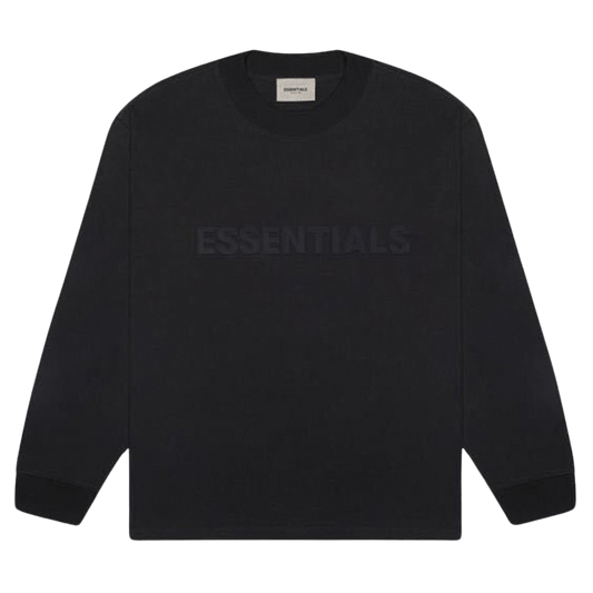 FEAR OF GOD ESSENTIALS 3D Silicon Applique Boxy Long Sleeve T-Shirt Dark Slate/Stretch Limo/Black — XXS — Front View