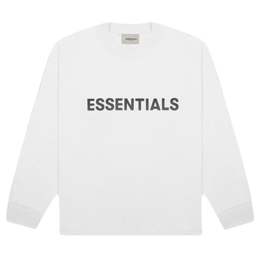 FEAR OF GOD ESSENTIALS 3D Silicon Applique Boxy Long Sleeve T-Shirt White — XXS — Front View