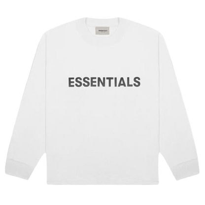 FEAR OF GOD ESSENTIALS 3D Silicon Applique Boxy Long Sleeve T-Shirt White — XXS — Front View