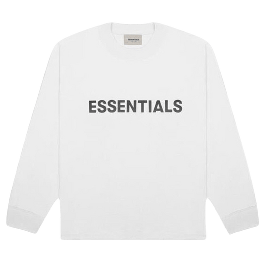 FEAR OF GOD ESSENTIALS 3D Silicon Applique Boxy Long Sleeve T-Shirt White — XXS — Front View