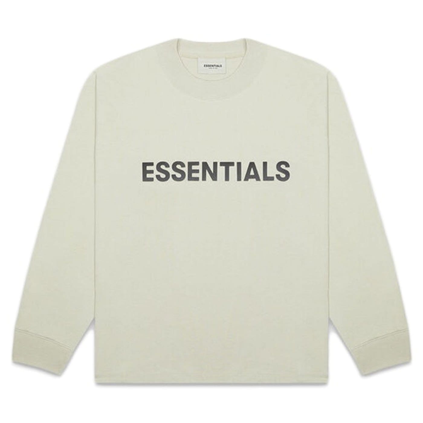 FEAR OF GOD ESSENTIALS 3D Silicon Applique Boxy Long Sleeve T-Shirt Alfalfa Sage — XXS — Front View