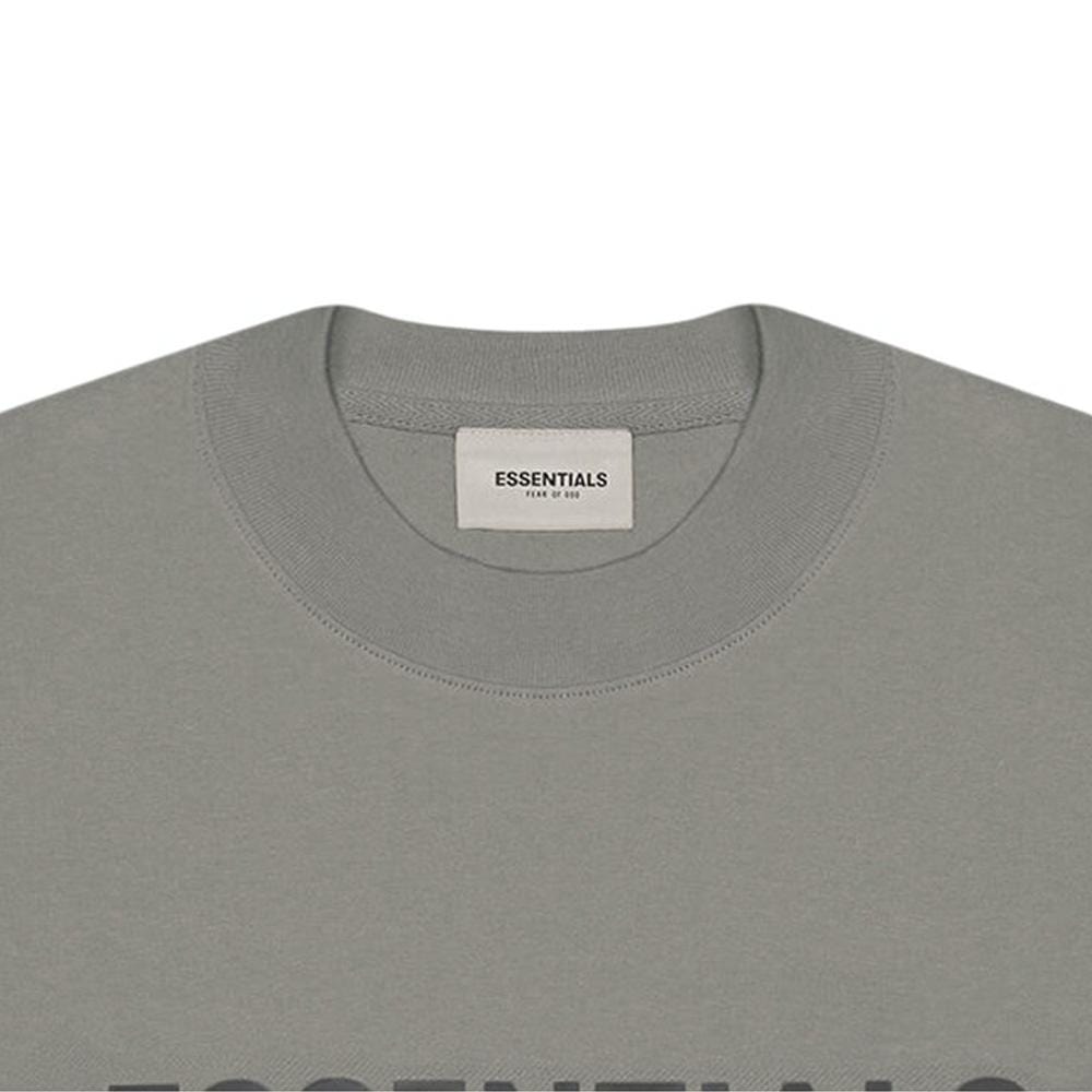 FEAR OF GOD ESSENTIALS 3D Silicon Applique Boxy Long Sleeve T-Shirt Gray Flannel/Charcoal — XXS — Back View