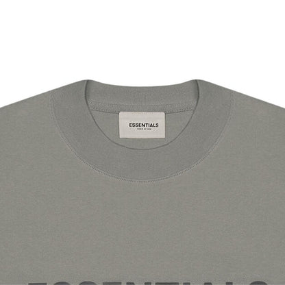 FEAR OF GOD ESSENTIALS 3D Silicon Applique Boxy Long Sleeve T-Shirt Gray Flannel/Charcoal — XXS — Back View