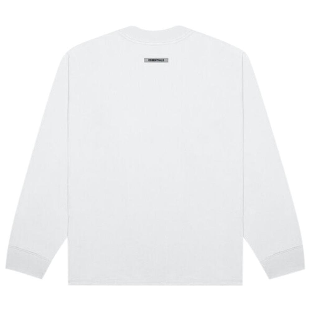 FEAR OF GOD ESSENTIALS 3D Silicon Applique Boxy Long Sleeve T-Shirt White — XXS — Back View