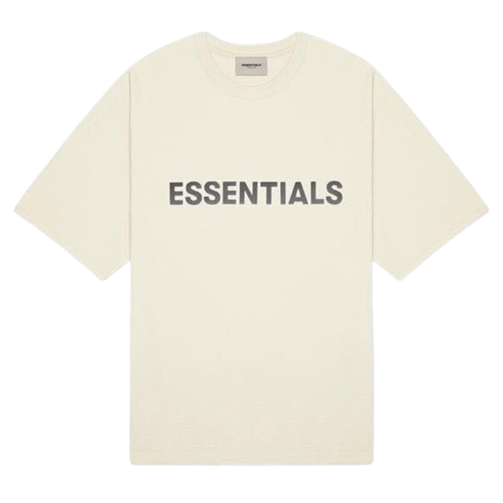 FEAR OF GOD ESSENTIALS 3D Silicon Applique Boxy T-Shirt Buttercream — XXS — Front View