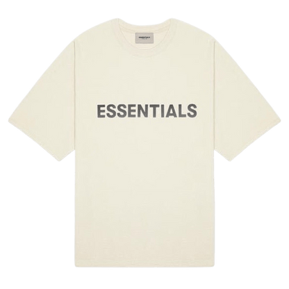 FEAR OF GOD ESSENTIALS 3D Silicon Applique Boxy T-Shirt Buttercream — XXS — Front View