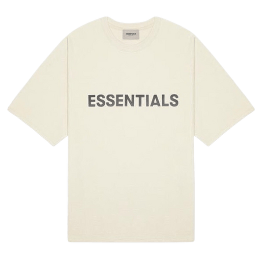 FEAR OF GOD ESSENTIALS 3D Silicon Applique Boxy T-Shirt Buttercream — XXS — Front View