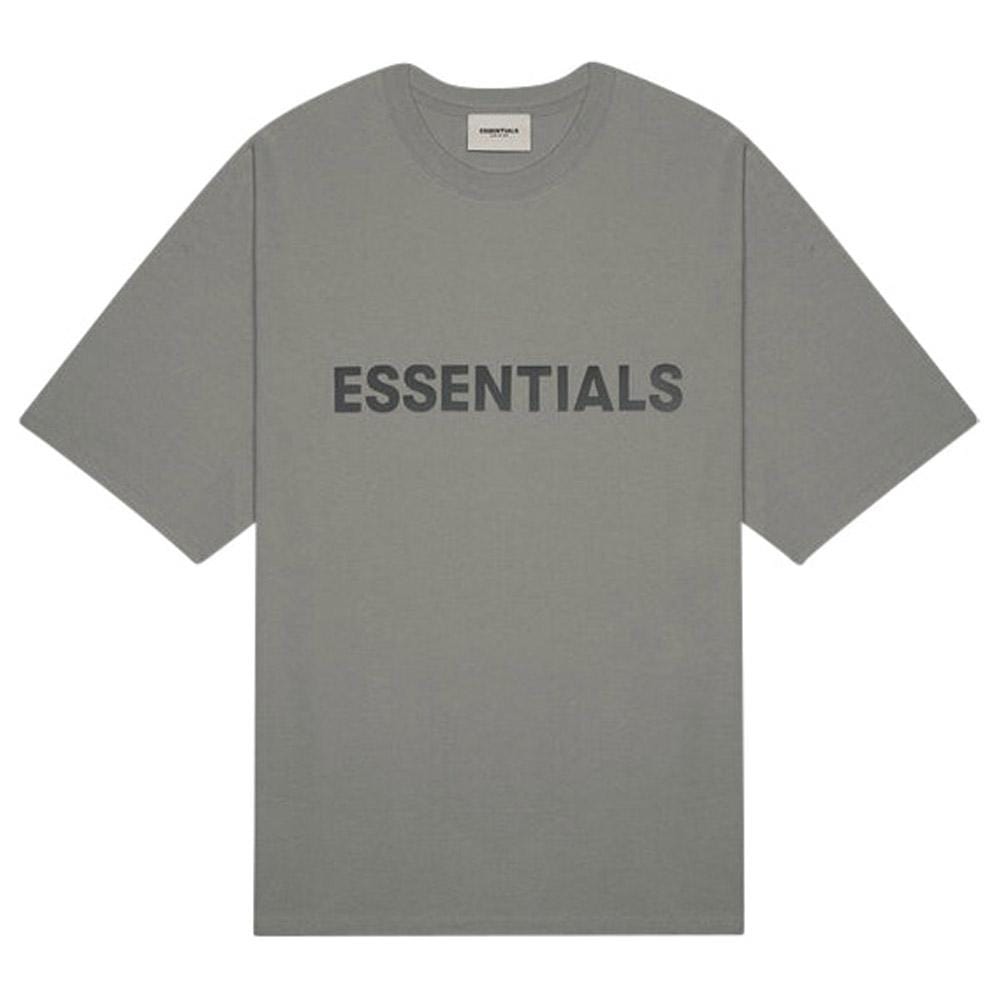 FEAR OF GOD ESSENTIALS 3D Silicon Applique Boxy T-Shirt Gray Flannel/Charcoal — XXS — Front View